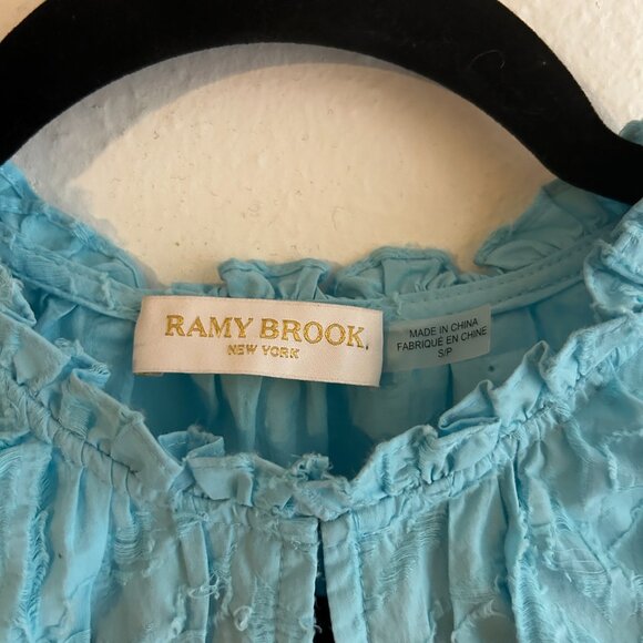 RAMY Brook New York Wendy Ruffle Top in SKY Blue SZ S - Picture 8 of 10